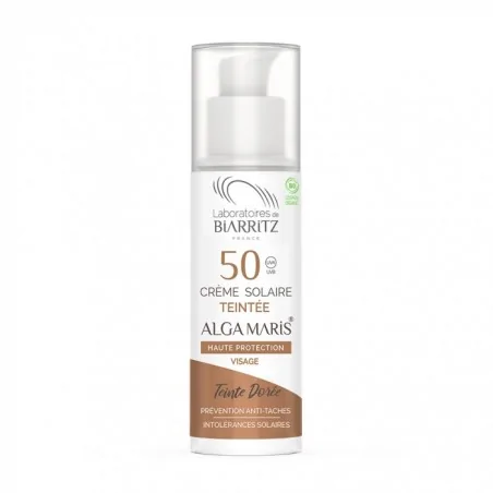 Biarritz Crème Solaire Visage Teintée Doré SPF 50 – 50 ml