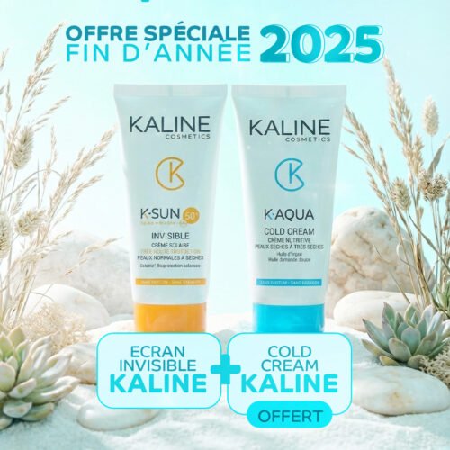 Profitez d’une offre spéciale avec le pack Kaline Crème Solaire Invisible SPF50+ 50ml, incluant Kaline Cold Cream OFFERT. Une protection solaire efficace, à la texture invisible, idéale pour un usage quotidien, signée Kaline.